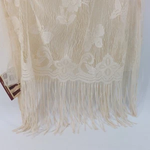 Indigo Soul Schmetterling Schal mit Fransen Beige Creme Spitze Halstuch Accessoire - Bild 1 von 11