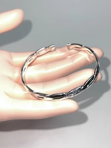 Reines 999 Sterlingsilber Armband Frau einzigartig glatt verstellbar Armreif 1/4" breit - Bild 1 von 7