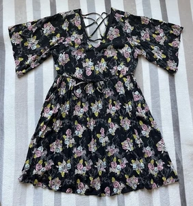 Torrid Disney Bambi Floral Print Black Flutter Sleeve Dress 1 See Pictures Measr - Picture 1 of 10