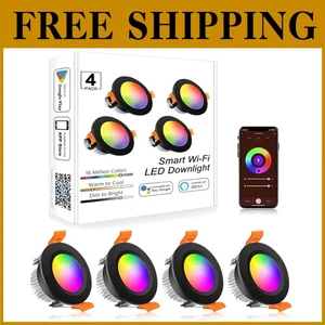 Color Changing WiFi Recessed Light Black Trim - Picture 1 of 9