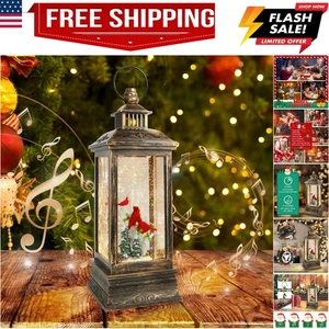 Weihnachten Kardinal Schneekugel 12,5 Zoll hoch, musikalische Kardinal Laterne mit 6 Ho... - Bild 1 von 8