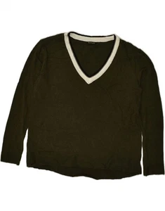 MASSIMO DUTTI Womens V-Neck Jumper Sweater UK 16 Large Green BB27 - Picture 1 of 3