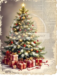 Weihnachtsbaum Zeitungspapier | A4 Reispapier | Papier für Decoupage - Bild 1 von 3