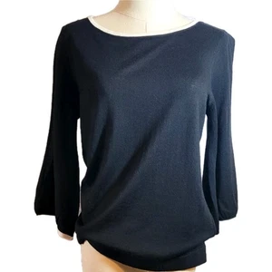 Suéter Pullover Talbots Mangas Abertura 100% Lana Merino Tejido Talla S Negro - Imagen 1 de 8