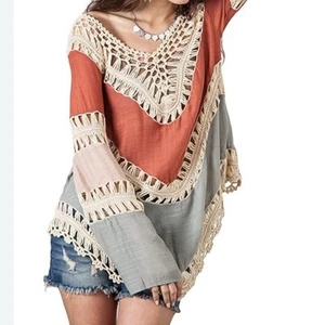 UMGEE Beachy Boho Crochet Tunic Size L - Picture 1 of 9
