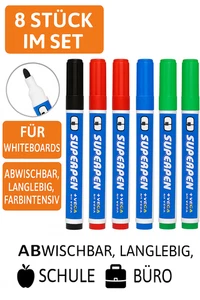 8x Whiteboard marker Stifte Set Board Marker Dünn Abwischbar Whiteboardstifte - Bild 1 von 11