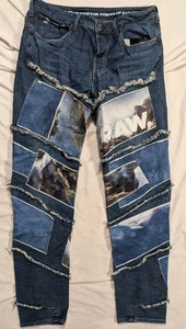 G Star Raw Jaden Smith Denim Pants Vintage Casuals Jeans Big Logo Print 33x34 - Picture 1 of 18