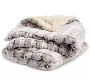 Royal Luxe Throw Blanket 50" x 60" Micro-Mink Sherpa Brown Reversible - Picture 1 of 5