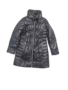 Guess Women's Coat Black M Quilted Zip Up Knee Long - Picture 1 of 4