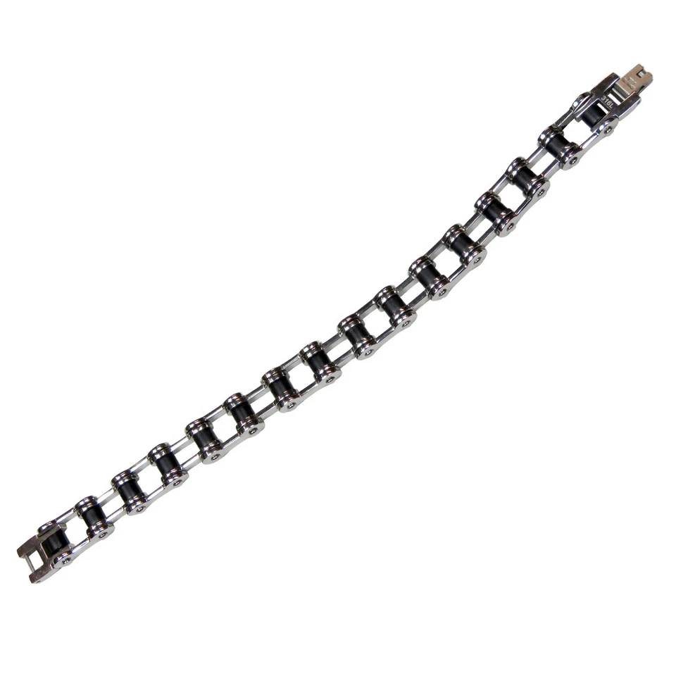Pulseira masculina de aço inoxidável com elos de corrente para bicicleta - Imagem 1 de 3