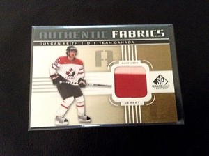 2011-12 SP GAME USED DUNCAN KEITH AUTHENTIC FABRICS GOLD #AFDK- TEAM CANADA