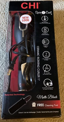 CHI Spin N Curl 1" Curling Iron - Matte Black -New- Dual Voltage-CA2247 - Image 1 of 4