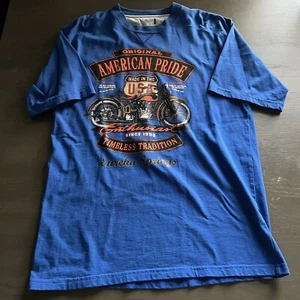 Eureka Springs, AR Mens Size Large T-Shirt Blue Motorcycle American Pride Cotton - Picture 1 of 8