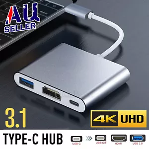 Type C to USB-C HDMI USB 3.0 Adapter Converter Cable 3 in 1 Hub For MacBook AIR - Picture 1 of 9