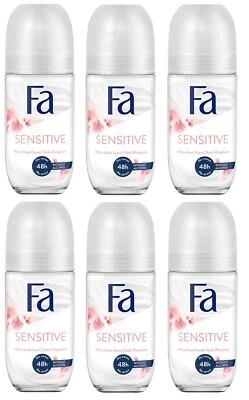 6x Fa Desodorante Antitranspirante Sensible Invisible Roll On Aroma Muscle Blanco Foto 1 de 2