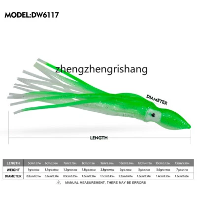 100pcs Octopus Squid Skirt Lures Bait Hoochies Saltwate Soft Fishing Lure 5-15cm - Image 1 of 4