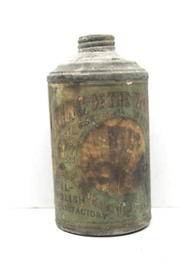 Antique King Of The World Watertown NY Leather Oil Polish Cone Top Can V.Cool! - Picture 1 of 6