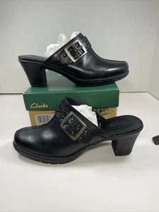 Women’s Clarks Bendables May Poppy 9 M Black leather dress Shoes with Heel - Picture 1 of 12
