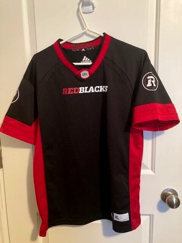CFL-licensed Adidas Ottawa RedBlacks Jersey Youth Size XL (18/20), pressed logo Cover