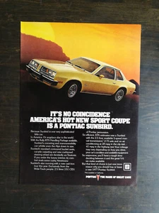 Vintage 1977 Pontiac Sunbird Full Page Original Ad 524 - Picture 1 of 1