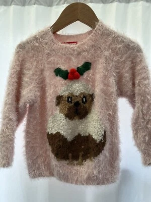 Jersey de pudín de Navidad rosa esponjoso para niños talla 5/6 años Foto 1 de 4