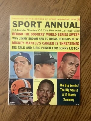 Revista anual deportiva Mantle Koufax Jim Brown 1964 sin etiqueta quiosco Ex+ Foto 1 de 4