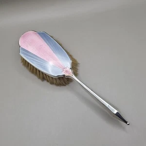 Antique Sterling Silver and Guilloche Enamel Brush by W J Myatt & Co 1930 - Picture 1 of 22