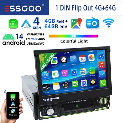 Autoradio 7 pollici 4+64G Android 14 1DIN GPS NAVI Bluetooth FM/RDS WIFI USB DAB - Immagine 1 di 4