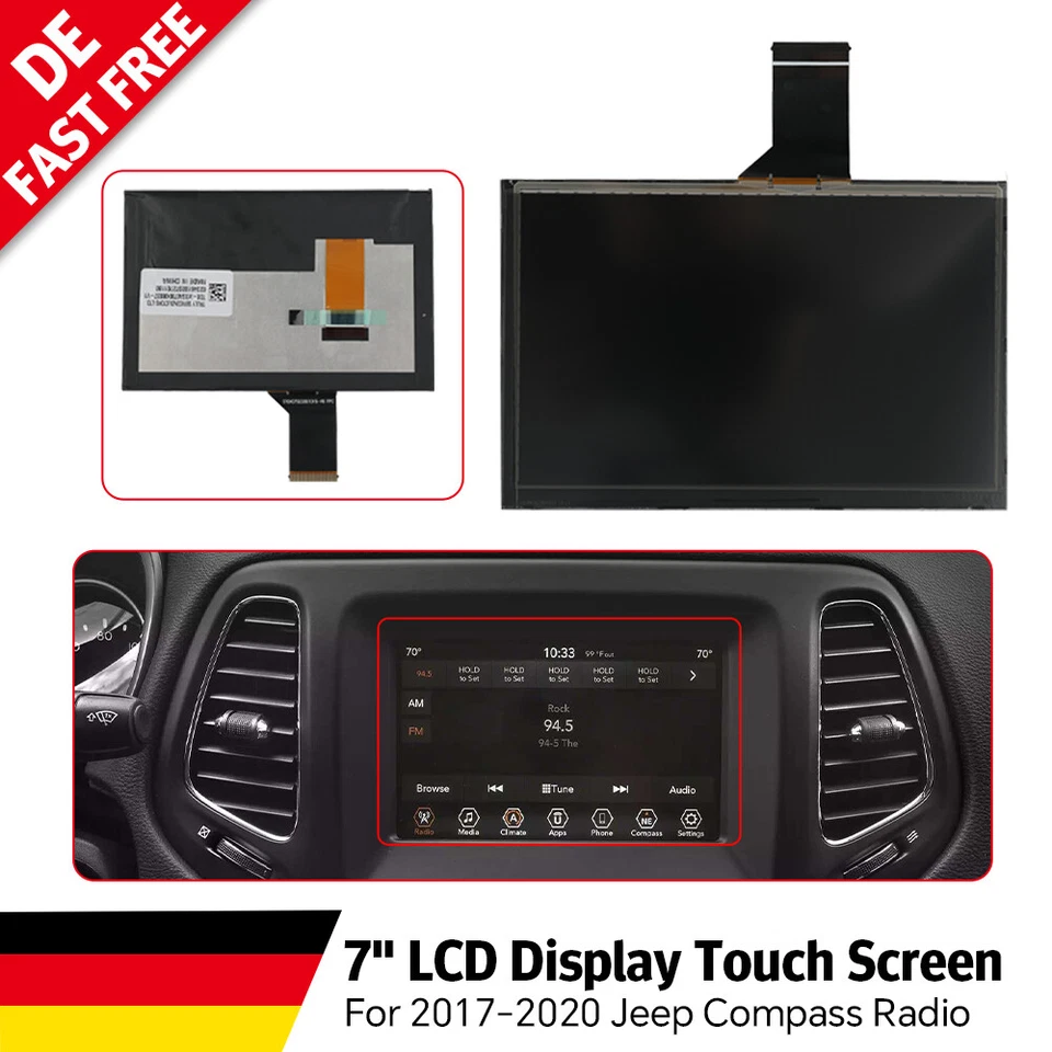 7" 11*16.7cm LCD Display Touch Screen Radio Navigation For Jeep Compass 2017-2020 - Image 1 of 4