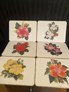 Vintage 1977 Jason Placemats Peter Longhurst Hibiscus Hawaii Flower Set 6 Cork - Picture 1 of 12