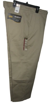 Pantalones Lee para hombre 38x29 caqui cómodos elásticos calce relajado frente plano nuevos con etiquetas Foto 1 de 4