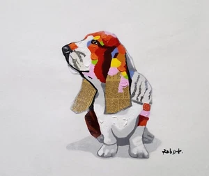 Basset hound #5D-2 , 20x24, Hand painted on Giclee Canvas, - Picture 1 of 5