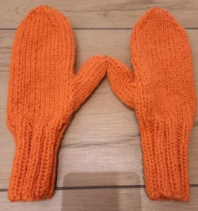 Handschuhe Damen handgestrickt Wolle orange Größe 6 - Bild 1 von 1