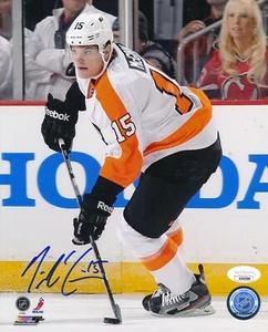 Foto autografiada 8x10 de Tye McGinn Philadelphia Flyers JSA - Imagen 1 de 2