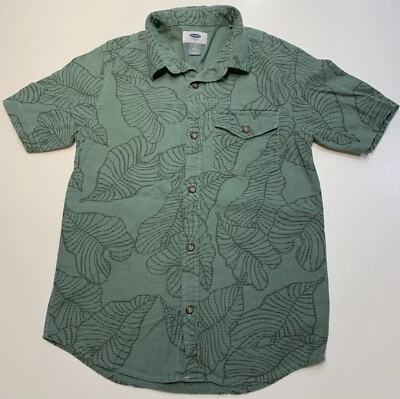 Niños Talla M (8) Antiguo Azul Marino Cuello Manga Corta Verde con Negro Gráfico Abotonado Foto 1 de 4