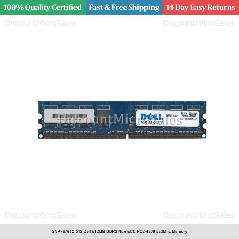 SNPF6761C/512 Dell 512MB DDR2 Non ECC PC2-4200 533Mhz Memory - Image 1 of 1