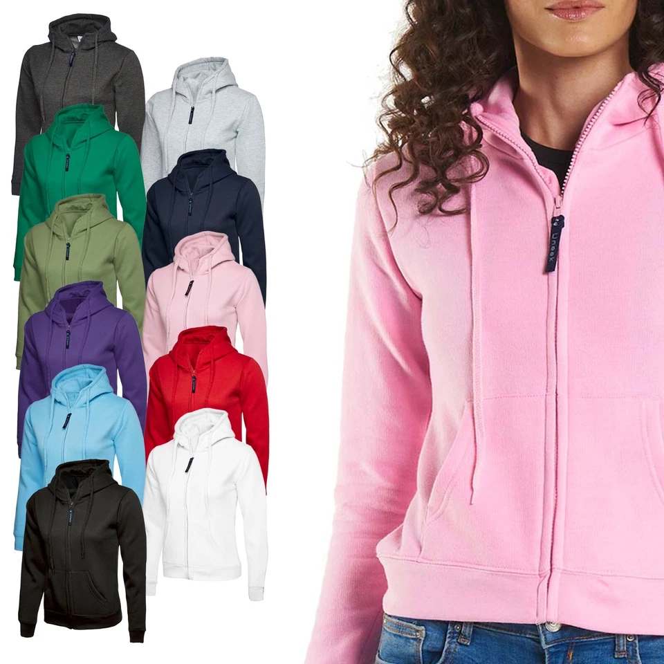 Ladies Hooded Sweatshirt Zip Up Hoodie Size S tro 3XL - SPORT LEISURE WORK - Image 1 of 1