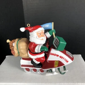 Vtg 1993 Hallmark Keepsake Ornament Santa on Snow Getter Snowmobile Lights Up - Picture 1 of 6