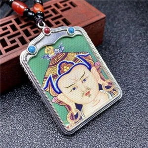 Zaki Tibetan Ram Ciondolo Thangka Buddha Pendente Patrono San Natal Scatola Nera - Foto 1 di 3