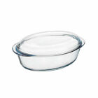 Pyrex Essentials Glas ovale Auflaufschale mit Deckel 4,0 l - transparent