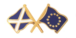 European Union EU & Scotland Flag Friendship Courtesy Pin Badge - Picture 1 of 3