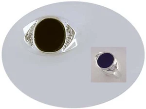 STERLING SILVER BLACK ONYX  & DIAMOND RING-10 - Picture 1 of 1