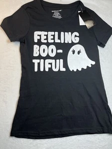 Maglietta Feeling Bootiful Ghost Halloween donna nera grande chimica 26 1/2 x 17 - Foto 1 di 5