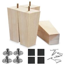 Replacement Sofa Couch Booth Furniture Legs 6 inch 4-Pack Square Unfinished Wood