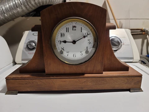 Sessions Antique Mantel Clock Eight Day Half Hour Strike Cathedral Gong With Cover