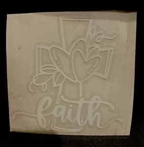 Vinyl Aufkleber weiß Glaube mit Kreuz - Bild 1 von 1