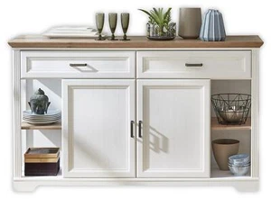 Sideboard JASMIN Pinie weiß Nachbildung mit offenen Fächern - Bild 1 von 5