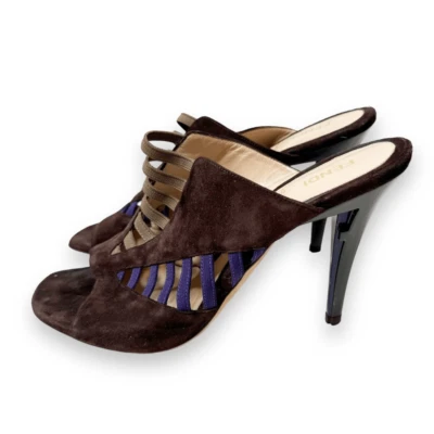Fendi Sandalo Mix Elastico + Fuoco Art Brown Suede Open Toe Heels Women’s Siz 40 - Image 1 of 4