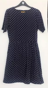 Joules Navy & White Retro 50's Polka Dot Dress UK 10  - Picture 1 of 6