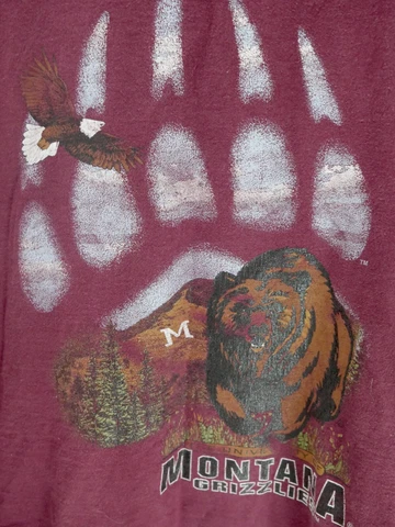 Montana Grizzlies Jerzees High Cotton T Shirt Size 2XL Maroon Bear Paw Eagle Cover